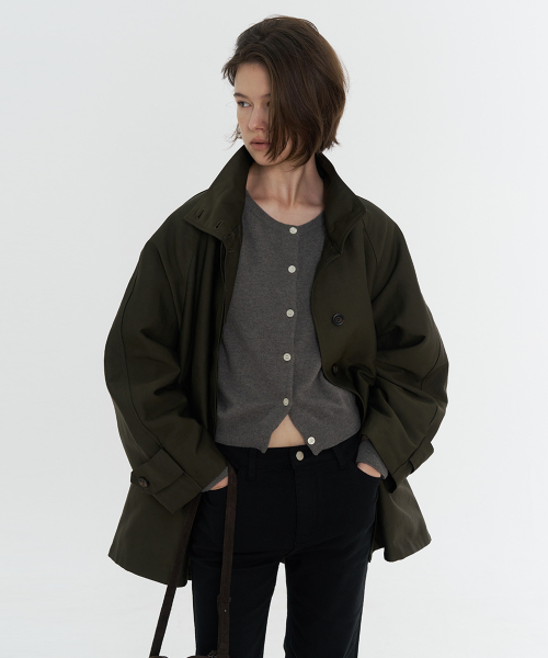 Milo Belted Half Trench Coat - Khaki