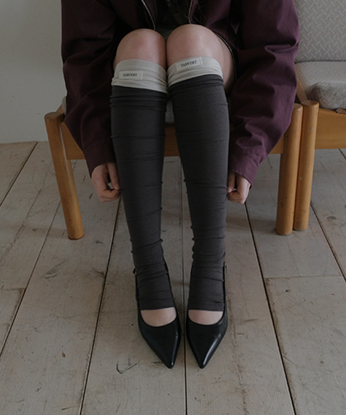Logo Layered Legwarmers - Charcoal