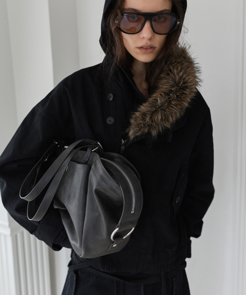 포르테나 HIGH NECK WRAP CLOSING WORK JACKET-BLACK