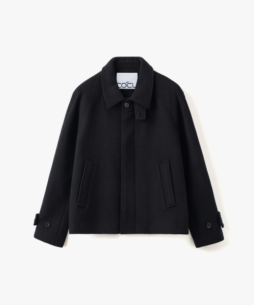 울 발마칸 숏 코트 블랙 COOSCT026BLACK