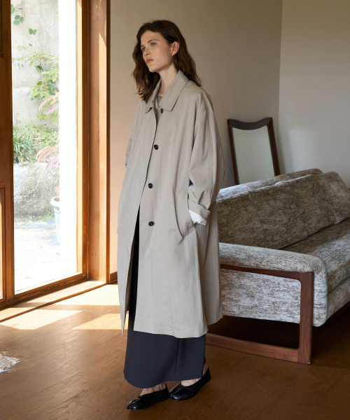 Classic Single Long Trench Coat[LMBFAUJK116]-Pale Taupe