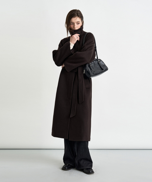 벨티드 발마칸 롱 코트 브라운 COWCT001BROWN