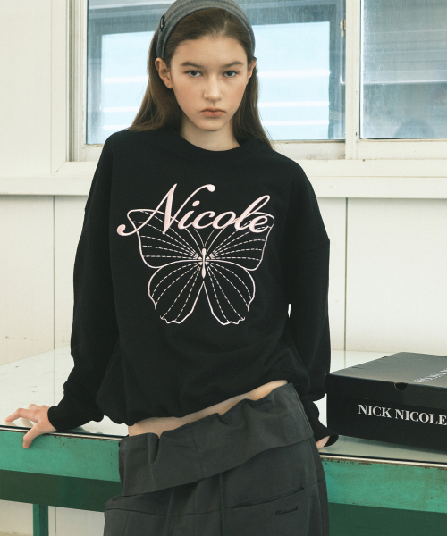 NICOLE BUTTERFLY SWEATSHIRT_BLACK PINK
