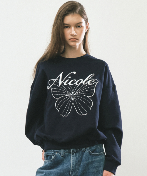 NICOLE BUTTERFLY SWEATSHIRT_NAVY WHITE