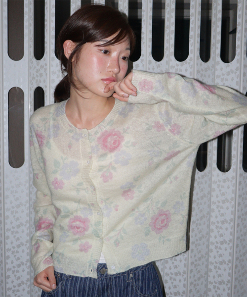 VINTAGE FLORAL CARDIGAN YELLOW
