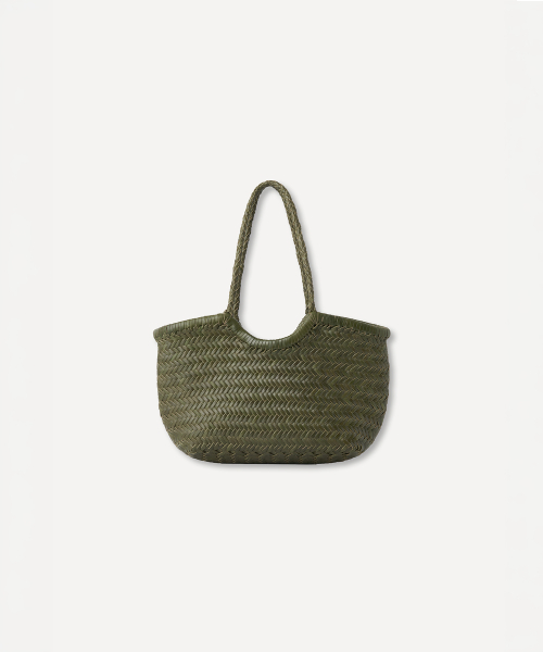 CRAFTS LEATHER TOTE BAG (MEDIUM_OLIVE KHAKI)