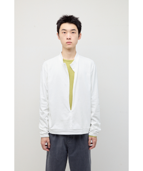 Invisible Half Zip Tee White