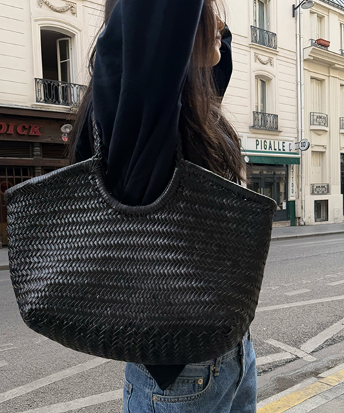 CRAFTS LEATHER TOTE BAG (LARGE BLACK)