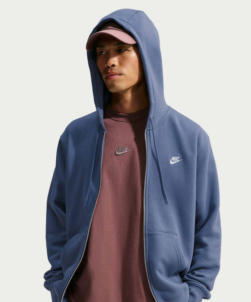 클럽 풀집 플리스 후디 M - 디퓨즈드 블루:화이트 / FN3862-491 — Main product photo