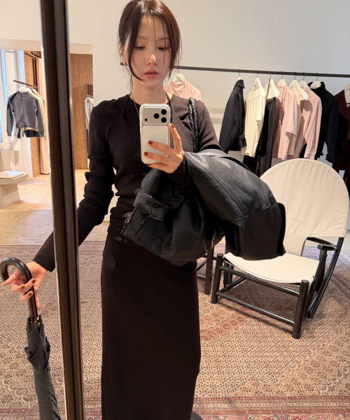 CLASSIC H-LINE KNIT SKIRT (BROWN)