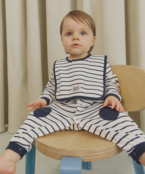 BABY BEAR CLASSIC LOGO STRIPE ROMPER navy