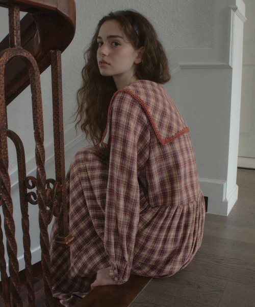Millie Check Sailor Dress_Mix Beige(OB6OP07)