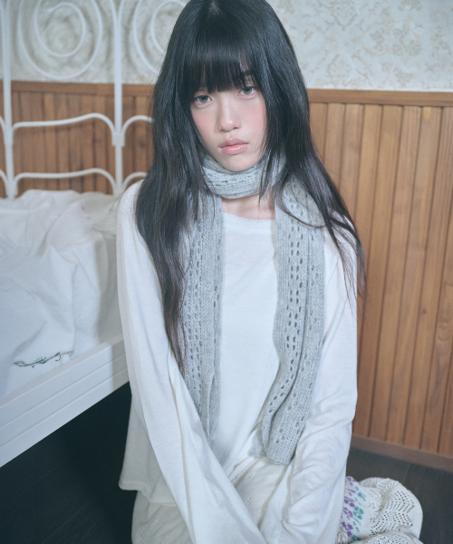 nostalgic knit muffler grey
