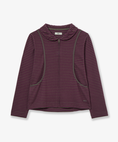 에이이에이이 SHAWL COLLAR STRIPE ZIP UP [PURPLE]