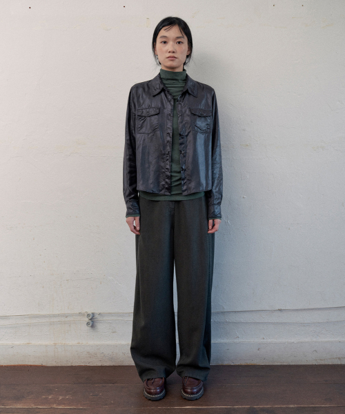 haily leather shirt (black)