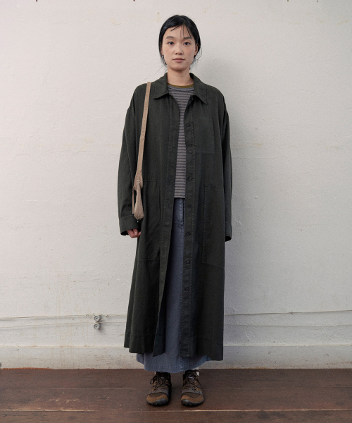 coen dyeing trench coat (black)