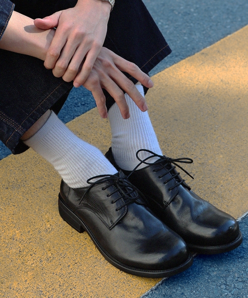 WTRD1155 Count Curve Flare Horse Leather 4-Hole Derby Shoes Washed Black — Main product photo