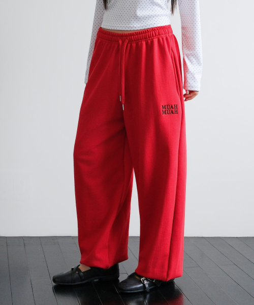 PATCH POCKET WIDE BANDING PANTS [RED]