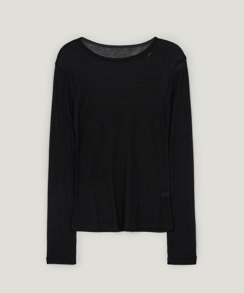 KIO Round Tencel Long Sleeve T Shirt_Black