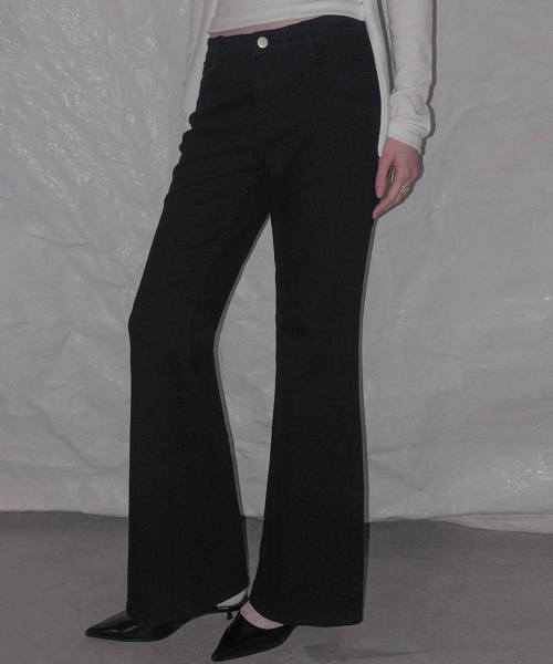 Boldip Basic Semi-Bootcut Pants, Black