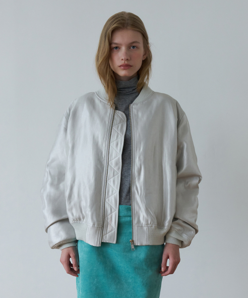 SHIMMERING GLOSSY BOMBER_SILVER