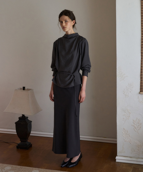 Essential Bias Maxi Skirt[LMBFAUSK421]-Deep Charcoal