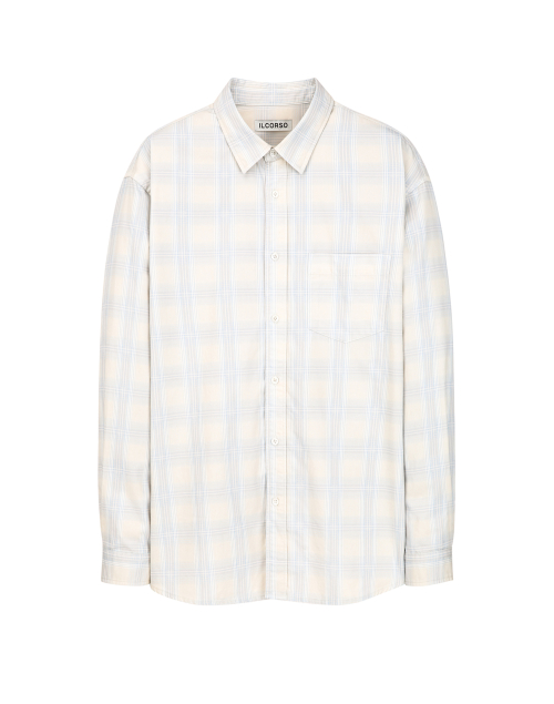 Digital Print Washed Check Shirts Ivory