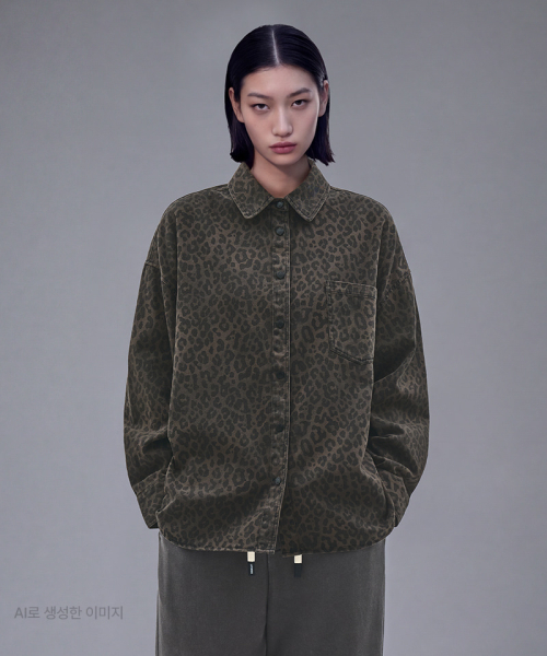여성) 빈티지 레오파드 긴팔 셔츠 — Main product photo
