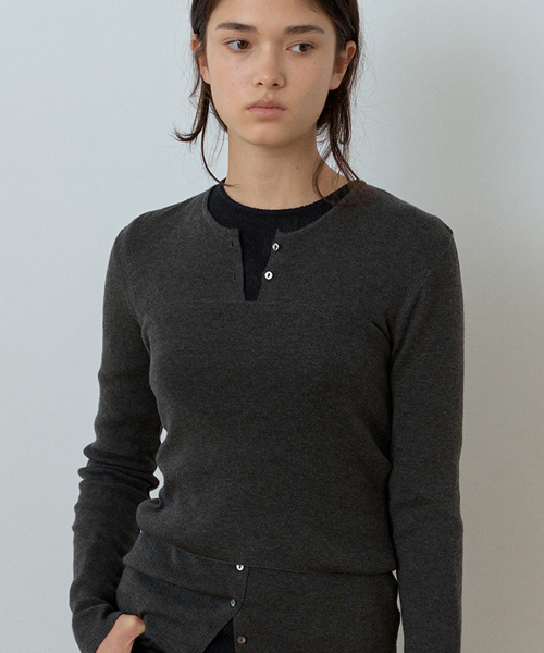 CLASSIC LAYERED CARDIGAN (CHARCOAL)