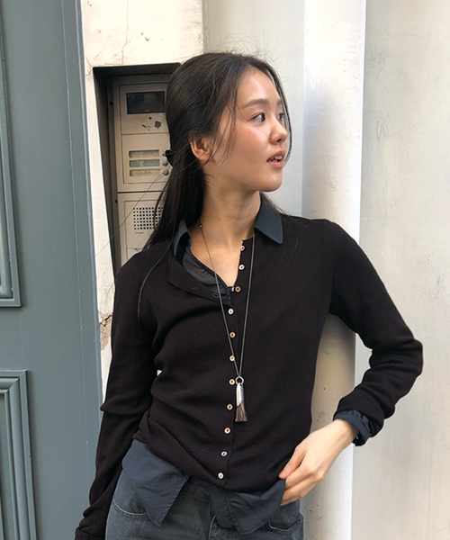 CLASSIC LAYERED CARDIGAN (BROWN)