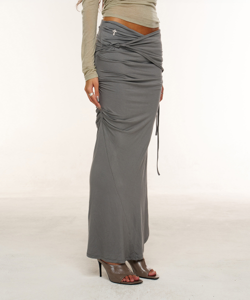 VALENTINA DRAPED SKIRT (GREY)