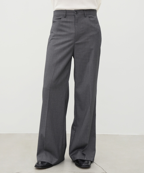 Striped Flare Slacks Gray