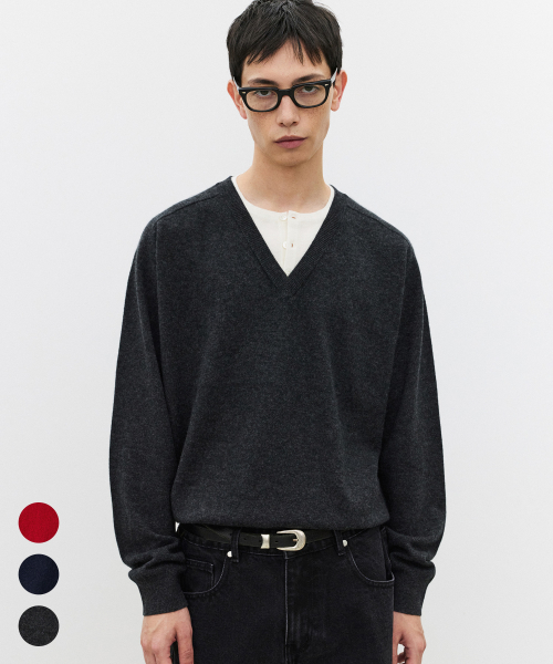100 Fine Merino Wool Layered Henley Neck Knit - 3 Colors