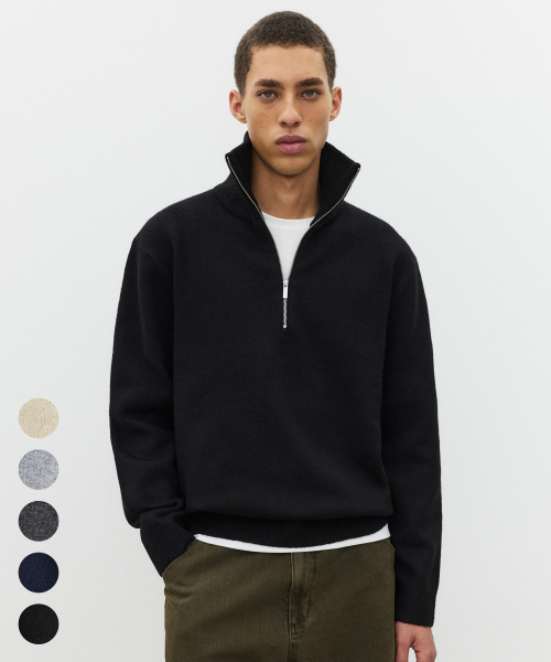 Daily Crop Half Zip Up Knit - 5 COLOR