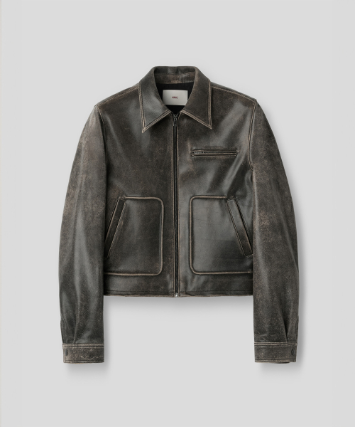 AGED LEATHER JACKET (DEEP BROWN)