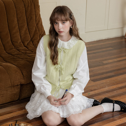 쎄무아듀 Cest_Ribbon tie knit vest