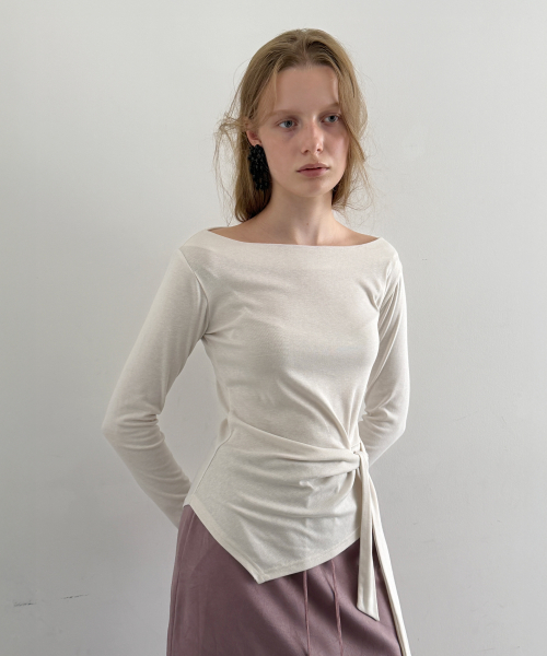 Zen Mood Tie Boat-Neck T-Shirt (Cream)