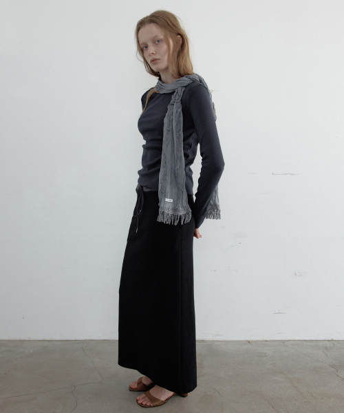 Easy Two-Tone Maxi Skirt (Black)