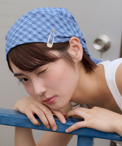 cotton check bandana scarf - blue
