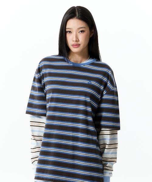SMALL CHERRY STRIPE T-SHIRT(BLUE)
