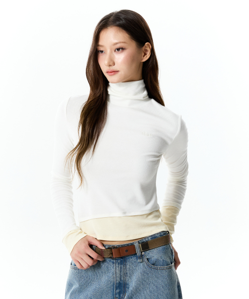 JELLY COLOR-BLOCK TURTLENECK(IVORY)