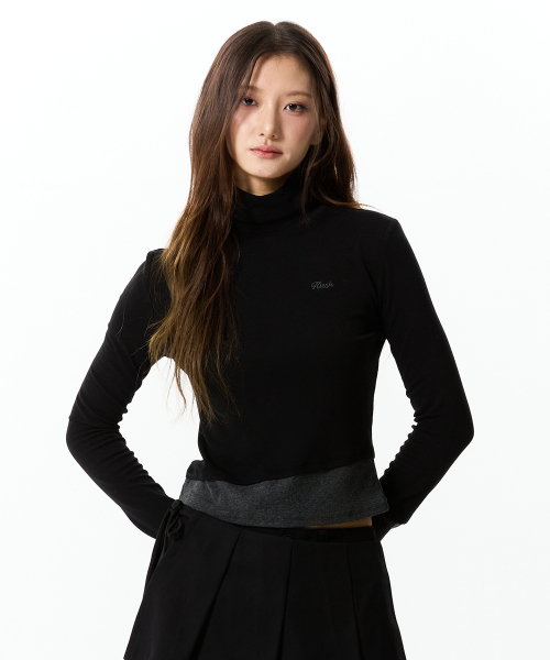 JELLY COLOR-BLOCK TURTLENECK(BLACK)