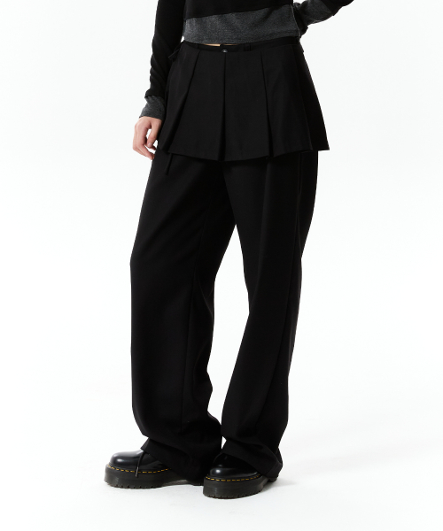 LAYERED SKIRT PANTS(BLACK)