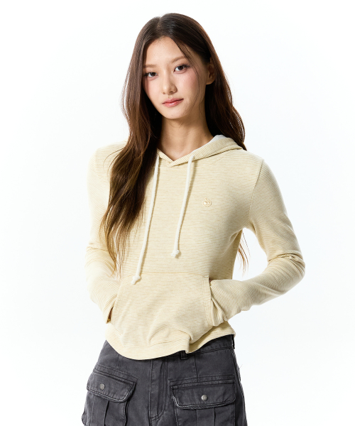 STRIPE SLIM-FIT HOODIE(YELLOW)