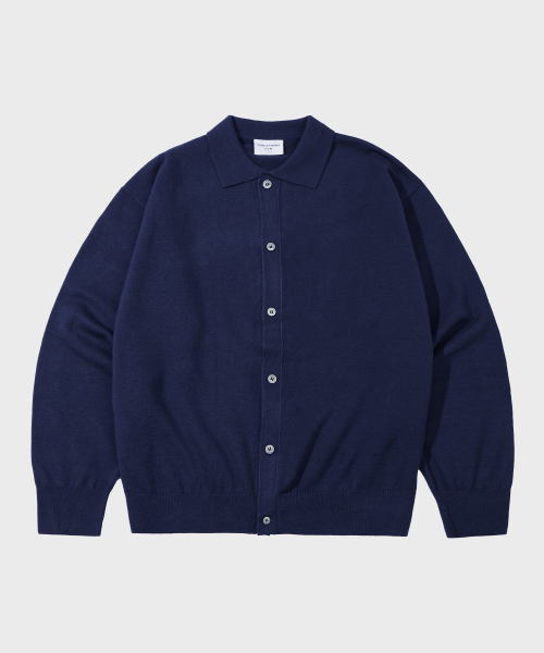 Essential Collar Knit Cardigan Navy
