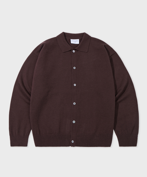 Essential Collar Knit Cardigan Brown