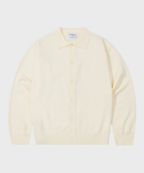 essential Collared Knitted Cardigan ivory