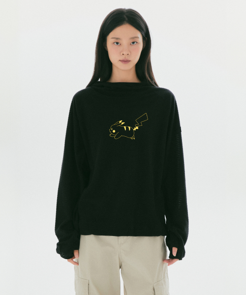 POKEMON High-Neck Hooded T Shirt (Black)_SPLAG49U05