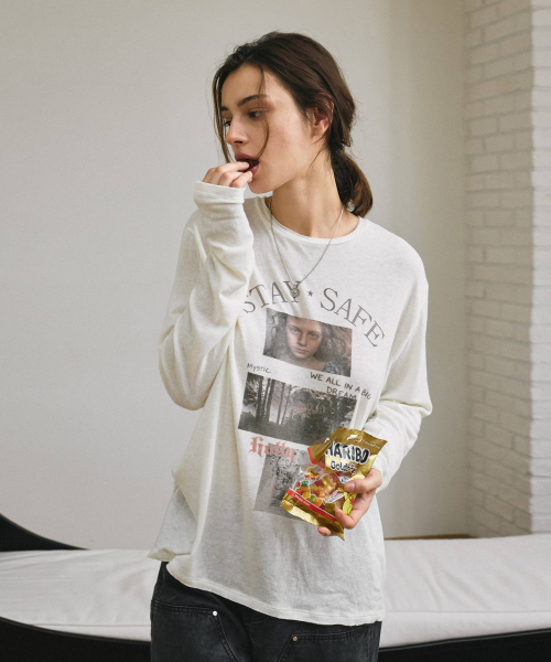 Portrait Raw-Edge Graphic T Shirt