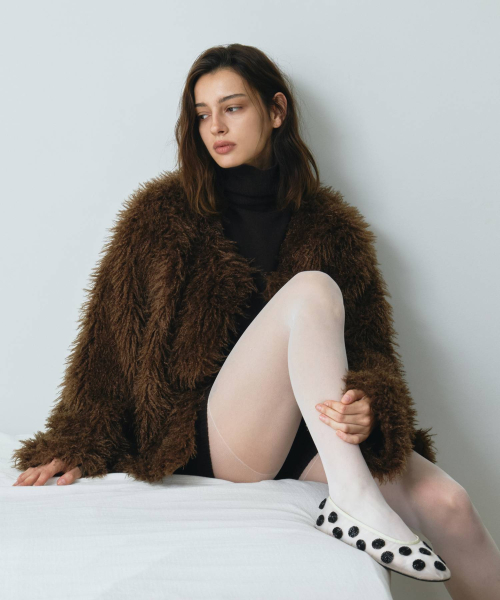 Shegi Round Faux Fur Jacket (Brown)